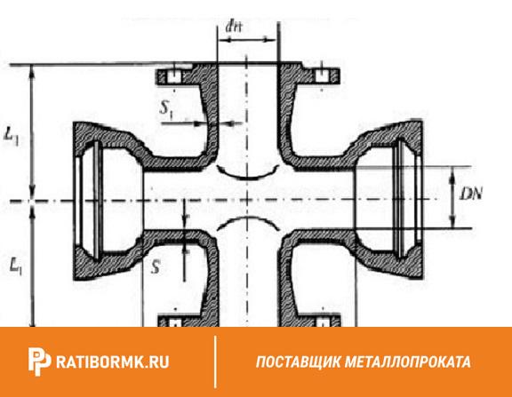 Крест раструб-фланец КРФ 300х250